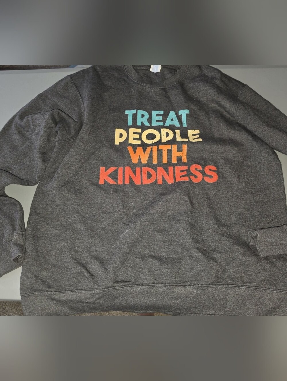 Adult Unisex Charcoal 'Treat People With Kindness' Crewneck Sweatshirt Large